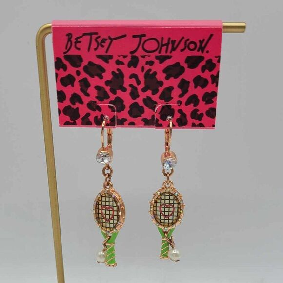 Betsey Johnson Tennis Racquet Ball Earrings NWT! - Picture 1 of 8
